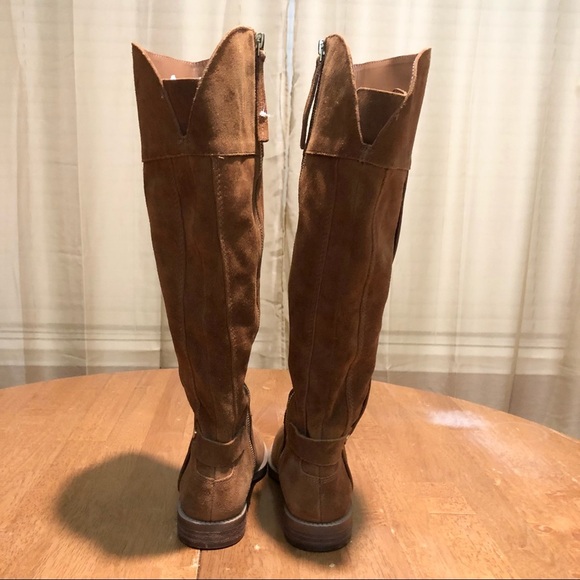 Franco Sarto Suede Caydee Wide Calf Brown Boots 4 - Picture 8 of 16